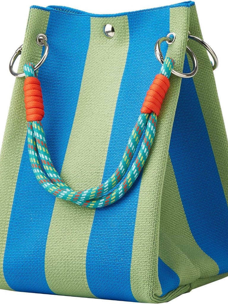 Mini Knit Tote Women Striped Crochet Bucket Handbag Small Purse Shoulder Bag Vac